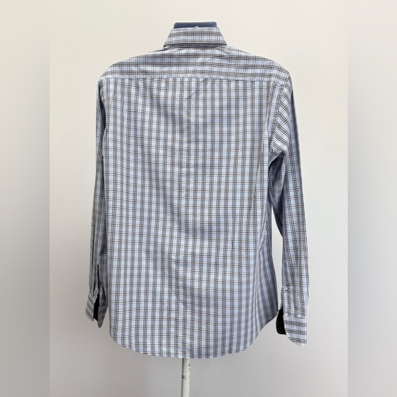 BLACK LABEL for SAKS 5th AVE. Men’s Blue plaid long sleeve button down size M. - Picture 7 of 12